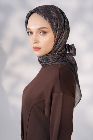 Daisy Glory Desen Eşarp - Kahverengi
