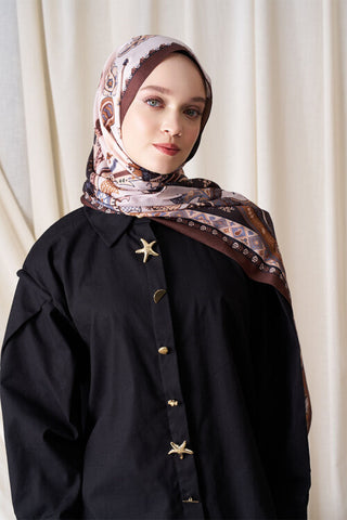 Historical Hesperian Desen Şal - Kahverengi