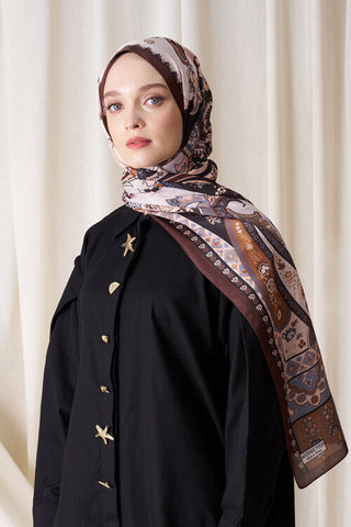 Historical Leopar Desen Şal - Kahverengi