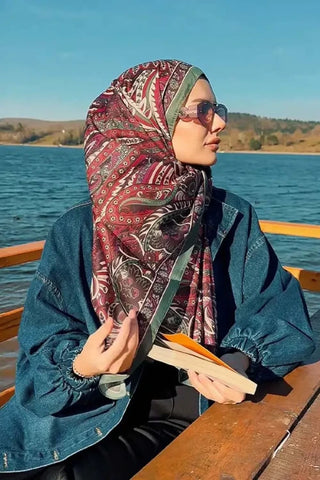 Tuba Bağ Historical Florentis Desen Şal - Yeşil