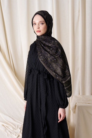 Historical Veloria Desen Şal - Gold / Siyah