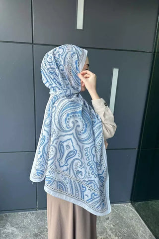 Historical Victorian Desen Şal - Mavi