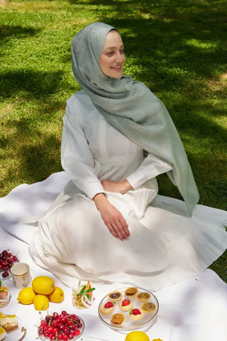 Elegance Lace Desen Jakar Şal - Mint