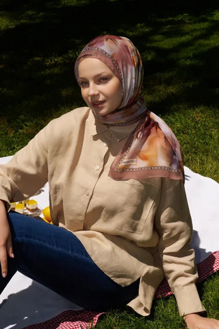 Prestige Dalia Desen Şal - Kahverengi