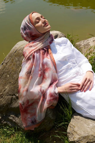 Prestige Dalia Desen Şal - Turuncu