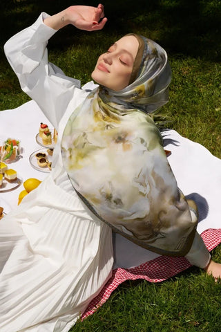 Prestige Dalia Desen Şal - Yeşil