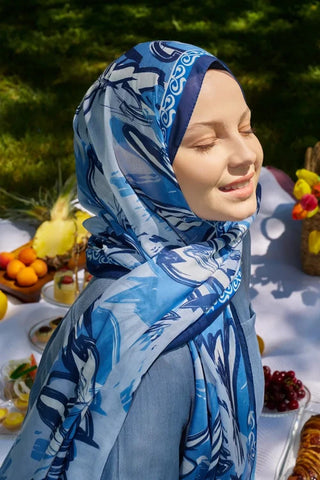Prestige Line Desen Şal - İndigo
