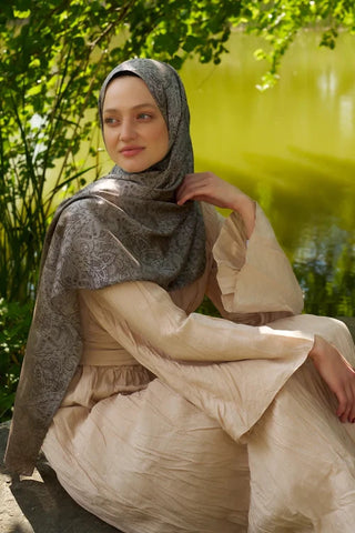 Elegance Etnik Desen Jakar Şal - Kahverengi