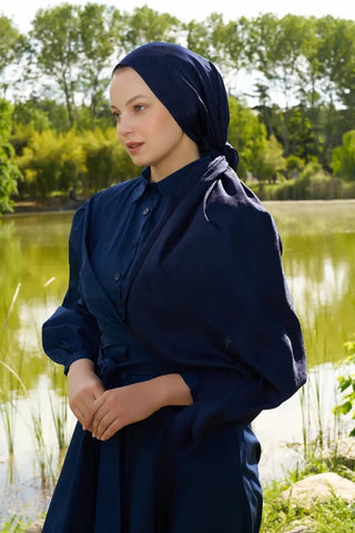 Elegance Etnik Desen Jakar Şal - Lacivert