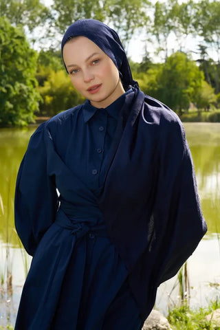 Elegance Etnik Desen Jakar Şal - Lacivert