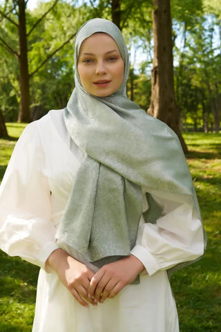 Elegance Etnik Desen Jakar Şal - Mint