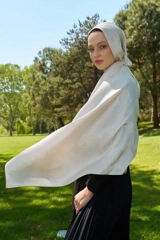 Elegance Silva Desen Jakar Şal - İnci