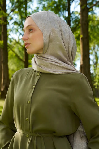 Elegance Lace Desen Jakar Şal - Bej