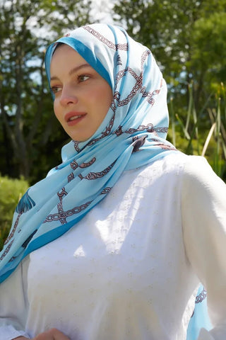 Hyper Zincir Desen Şal - Mavi