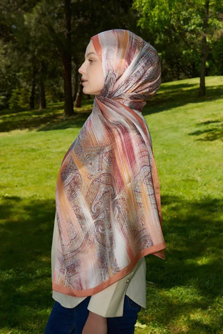 Ahsen Alemdar Crystal Hola Desen Şal - Turuncu