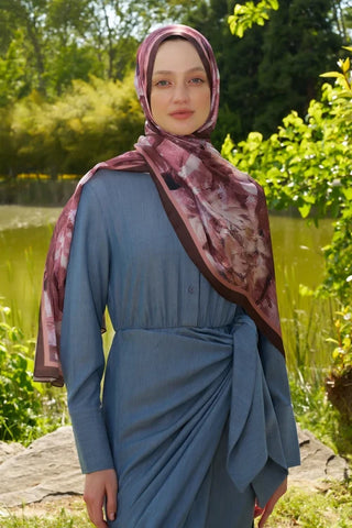 Crystal Flower Desen Şal - Kızıl Kahve