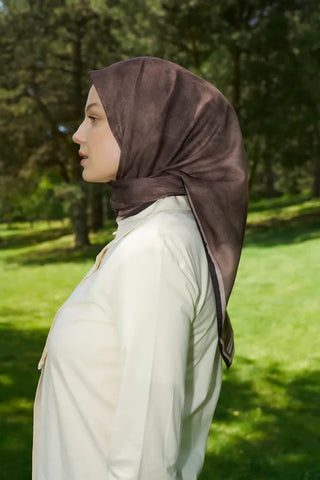 Rustic Batik Desen Eşarp - Kahverengi