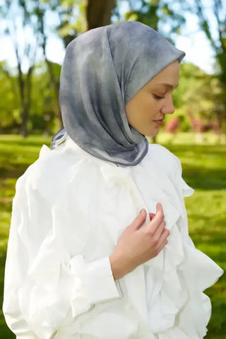 Rustic Batik Desen Eşarp - Gri