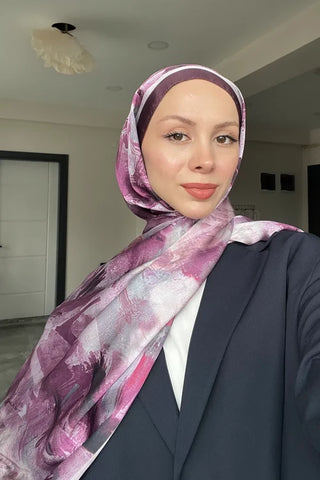 Crystal Flower Desen Şal - Mürdüm