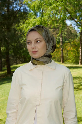 Rustic Rosie Desen Eşarp - Haki