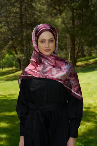 Crystal Flower Desen Şal - Bordo