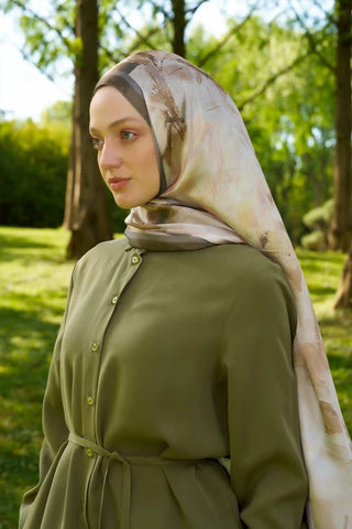 Crystal Flower Desen Şal - Haki