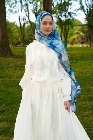 Crystal Flower Desen Şal - Lacivert