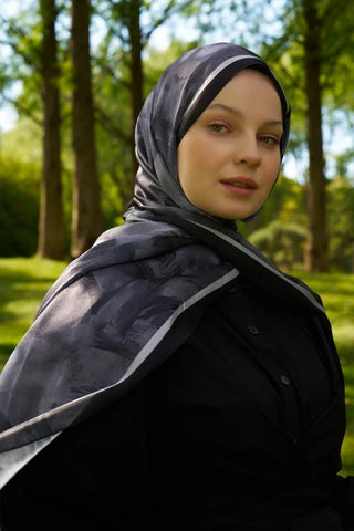 Crystal Flower Desen Şal - Siyah