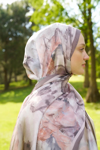 Crystal Flower Desen Şal - Vizon