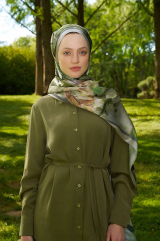 Crystal Flower Desen Şal - Yeşil