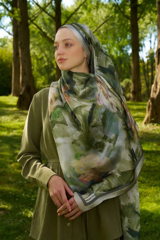 Crystal Flower Desen Şal - Yeşil