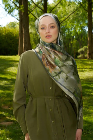 Crystal Flower Desen Şal - Yeşil