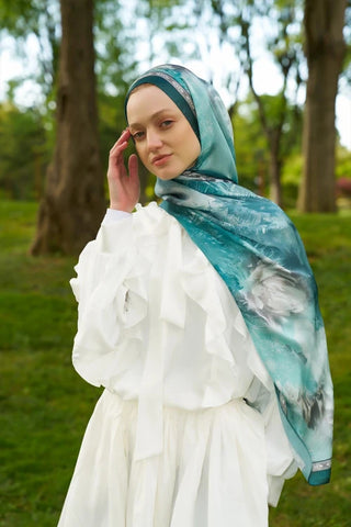 Crystal Perla Desen Şal - Petrol