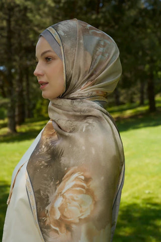 Crystal Perla Desen Şal - Yağ Yeşili