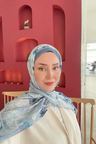 Prestige Leona Desen Şal - Mavi