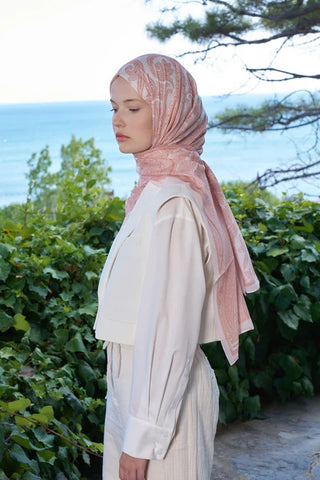 Fransız İpeği Saray Desen Şal - Yavruağzı