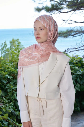 Fransız İpeği Saray Desen Şal - Yavruağzı