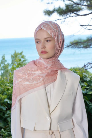 Fransız İpeği Saray Desen Şal - Yavruağzı