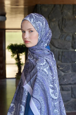 Fransız İpeği Saray Desen Şal - Lila