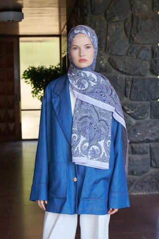 Fransız İpeği Saray Desen Şal - Lila