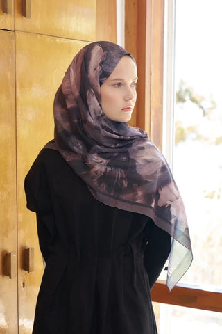 Fransız İpeği Ahenk Desen Şal - Kahverengi