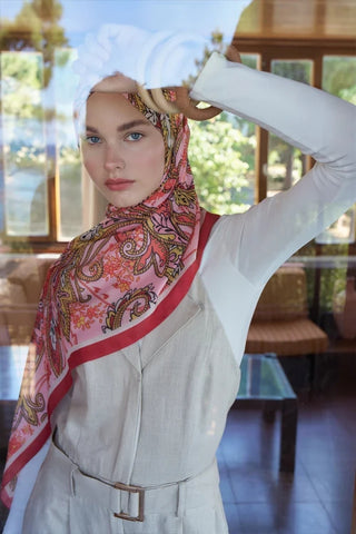 Endless Alive Desen Şal - Kırmızı