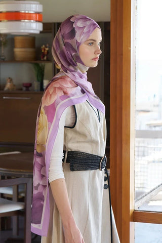 Passionate Floret Desen Şal - Mor