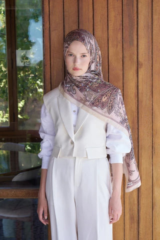 Kübra KOÇ Endless Alive Desen Şal - Latte