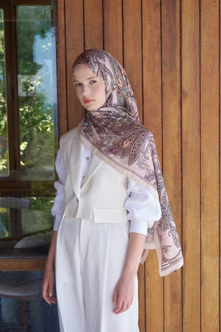 Kübra KOÇ Endless Alive Desen Şal - Latte