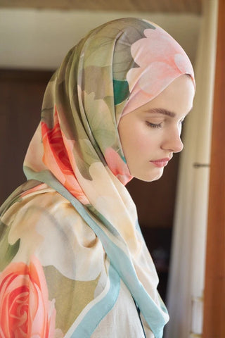 Passionate Floret Desen Şal - Mint