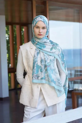 Passionate Lush Desen Şal - Açık Mavi
