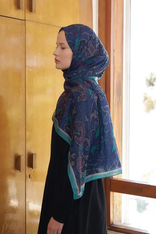 Endless Brise Desen Şal - Gece Mavisi