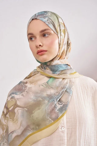 Passionate Solstice Desen Şal - Yağ Yeşili