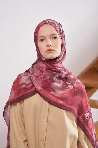 Passionate Solstice Desen Şal - Bordo